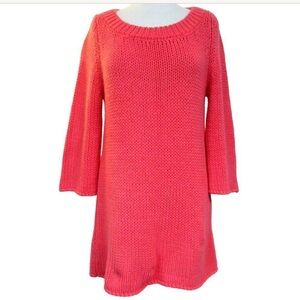 🦋 Soft Surroundings Big Knit Tunic Sweater/Dress Salmon 3/4 Sleeves Sz M